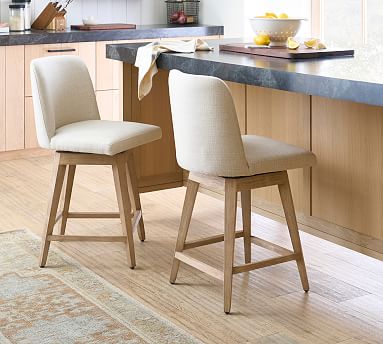 Layton Upholstered Swivel Stool Pottery Barn