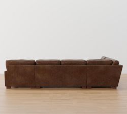 Turner Square Arm Leather L-Shaped Chaise Sectional (137&quot;&ndash;142&quot;)