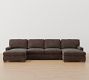 Turner Square Arm Leather Double Chaise Sectional (136&quot;&ndash;169&quot;)