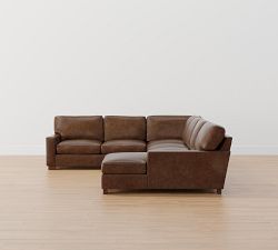 Turner Square Arm Leather L-Shaped Chaise Sectional (137&quot;&ndash;142&quot;)