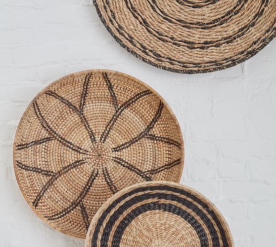 Handwoven Baskets Wall Art Natural Set of 3