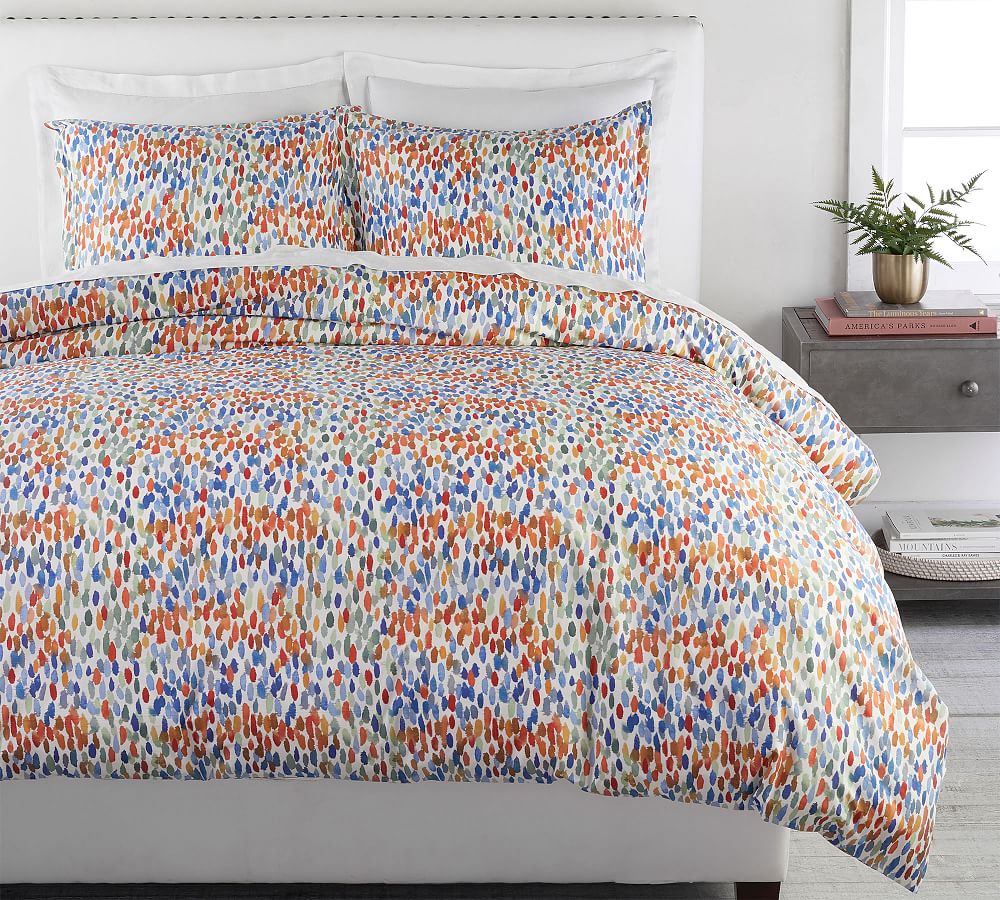 Annabel Watercolor Dot Organic Percale Duvet Cover &amp; Shams