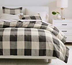 Pottery popular barn Dalton Check Linen king / california king Duvet Cover