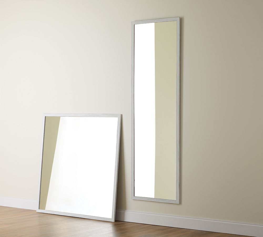 Custom Wood Framed Wall Mirror, Weathered White Profile