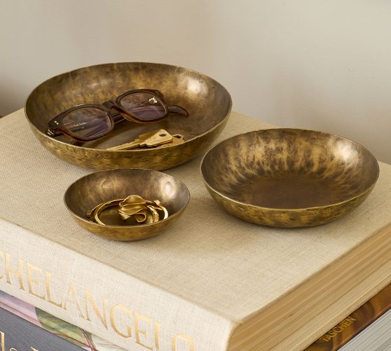 Antique Brass Stacking Bowls - Set of 3