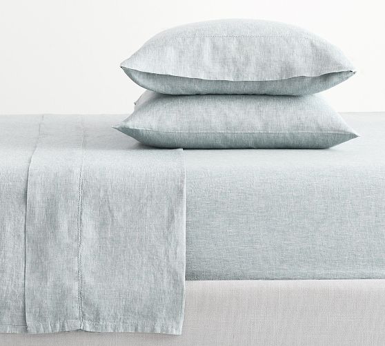 West elm belgian Flax Linen queen duvet in online silver mist blue