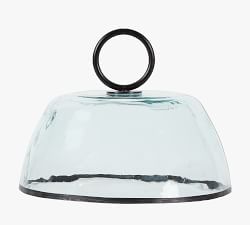 Artisan Recycled Glass Cake Dome w/ Iron Handle