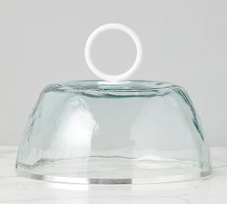 Artisan Recycled Glass Cake Dome w/ Iron Handle