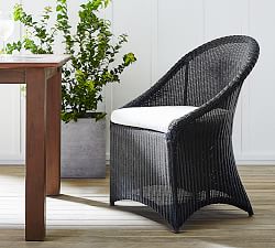 Palmetto All-Weather Wicker Dining Chair with Cushion, Black