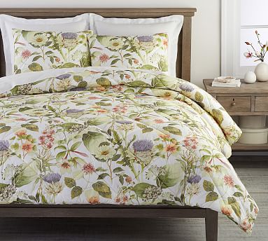 POTTERY BARN DEIRDRE ORGANIC COTTON DUVET COVER store + SHAMS Queen Butterfly Floral