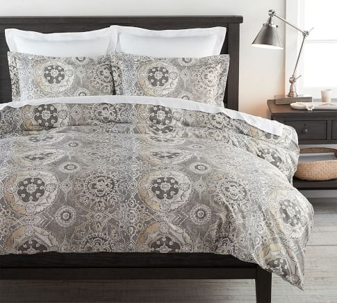 Pottery Barn King duvet organic cotton boho paisley popular medallion