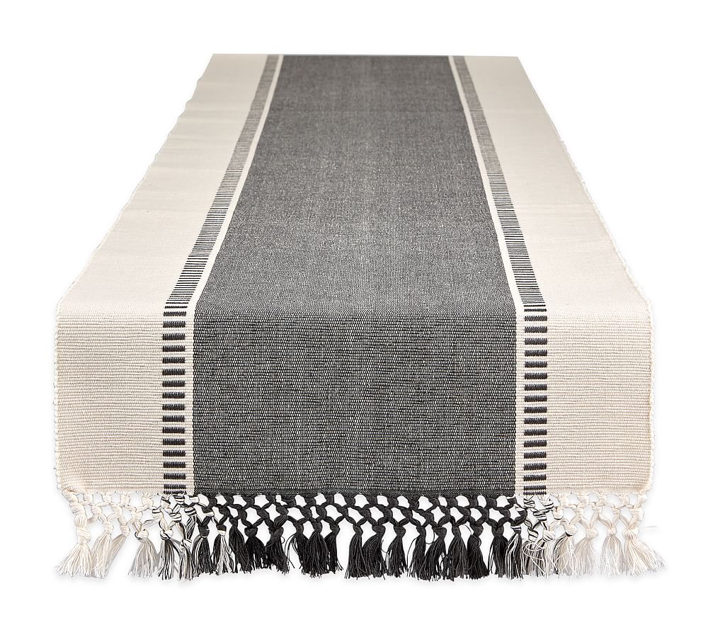 Pottery Barn Dobby Striped Cotton Table Runner