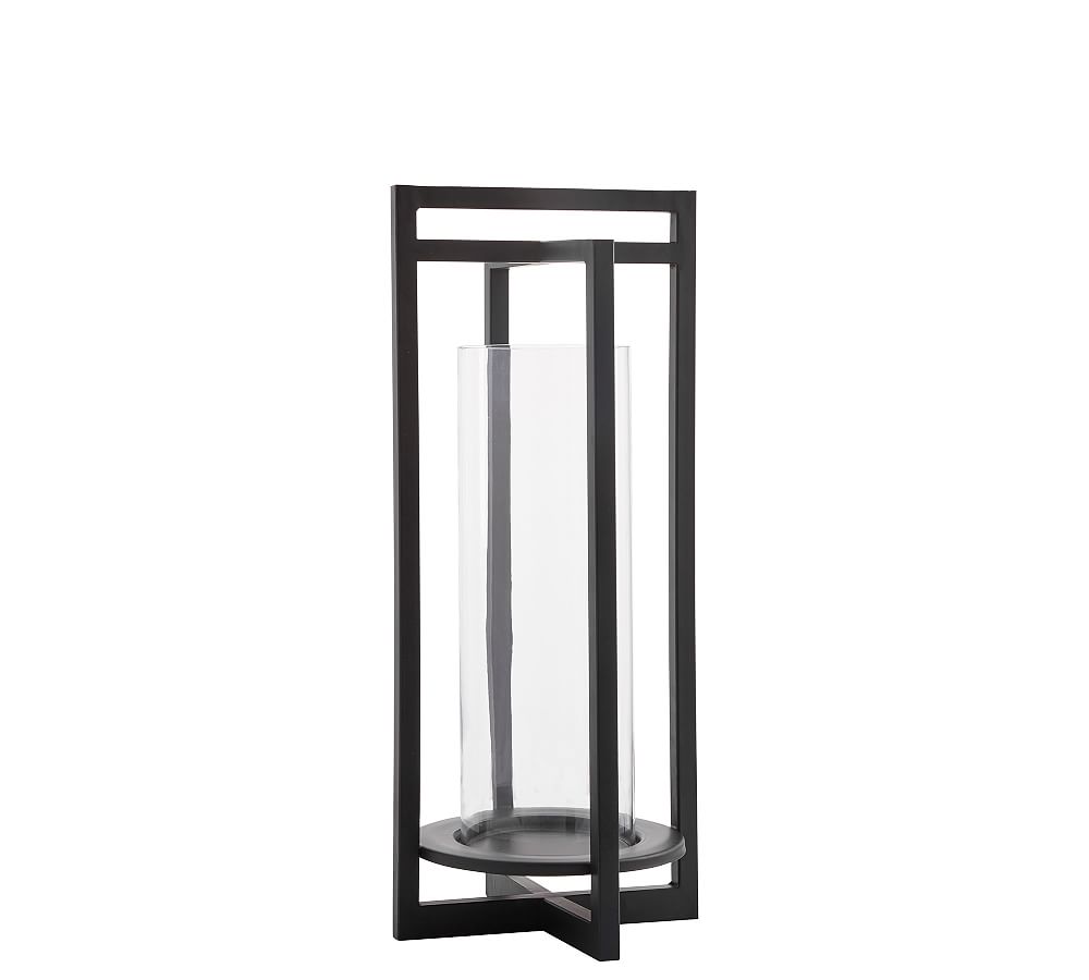 Brooks Cross Bar Steel & Glass Outdoor Lantern (Medium)