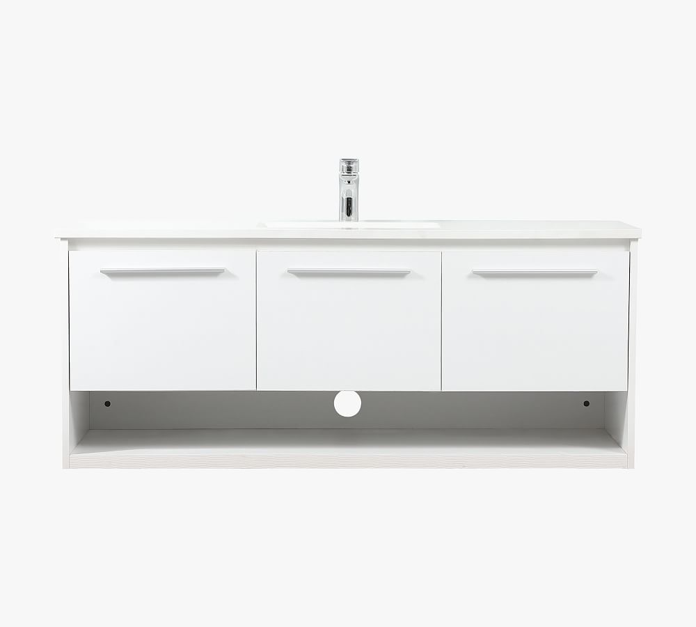 White 48" Freestanding Single Sink Vanity with Quartz Top
