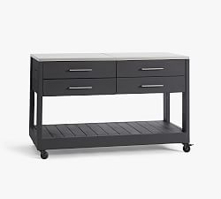 Malibu Metal Outdoor Kitchen Island, Black