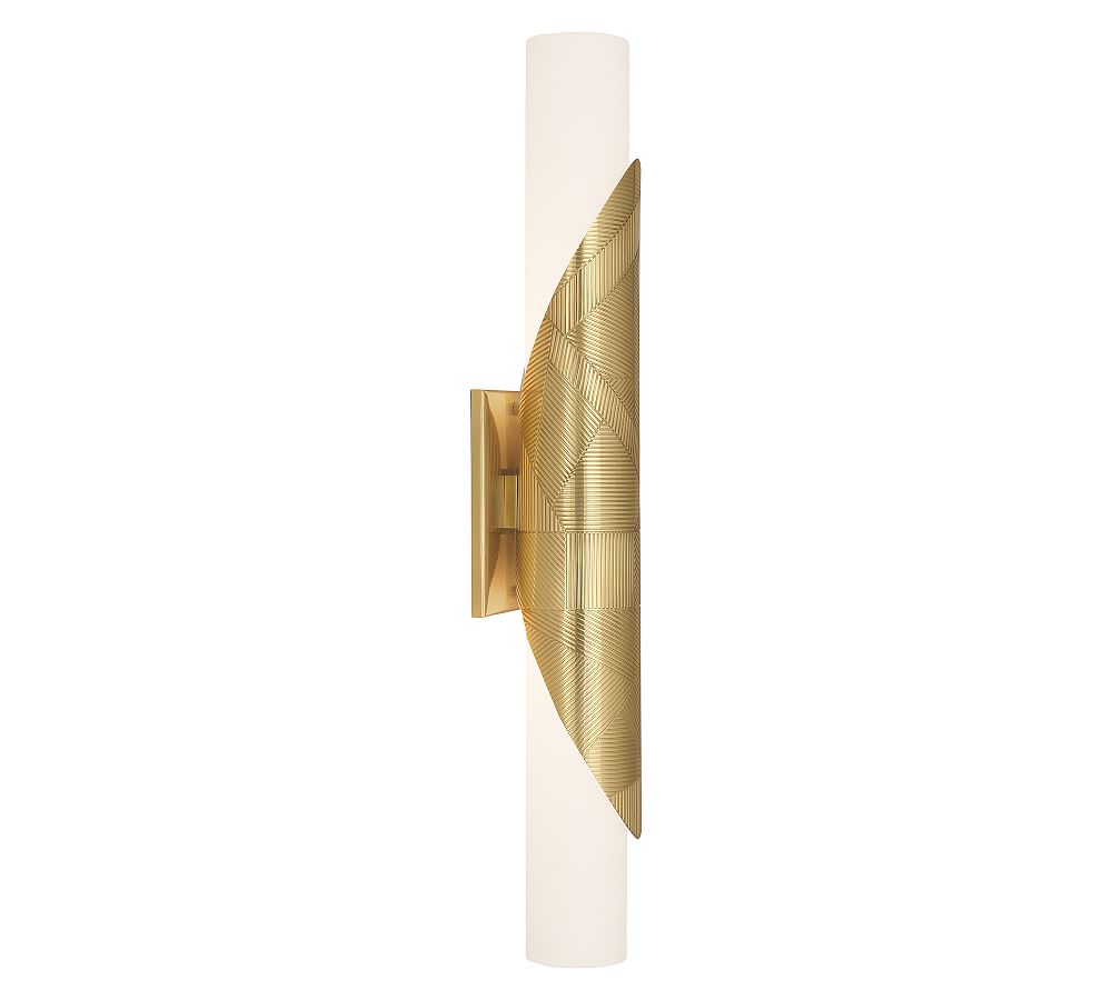 Deane Modern Brass 16.5" Dimmable Cylinder Sconce with Frosted Glass