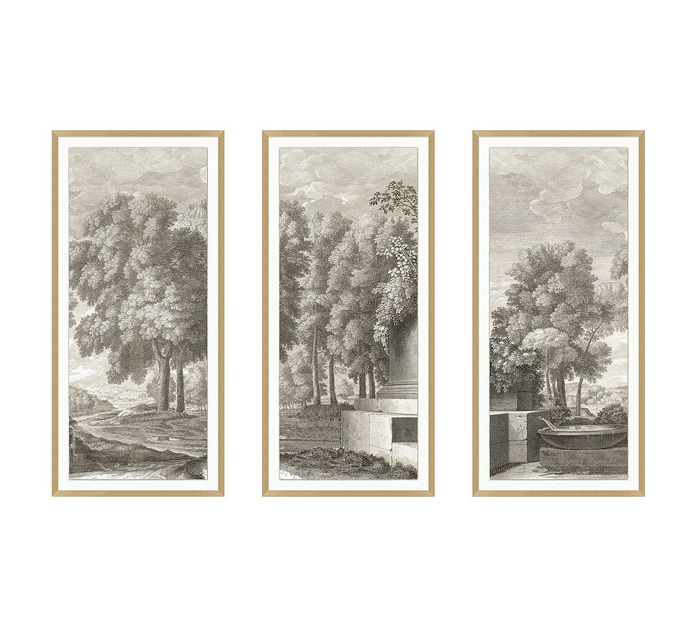 Etched Garden Triptych Framed Print | Pottery Barn