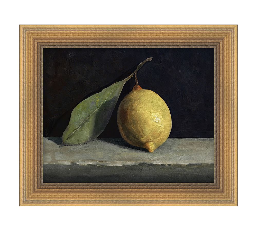 Gold Gilt Framed Lemon Still Life Canvas Print, 12x10