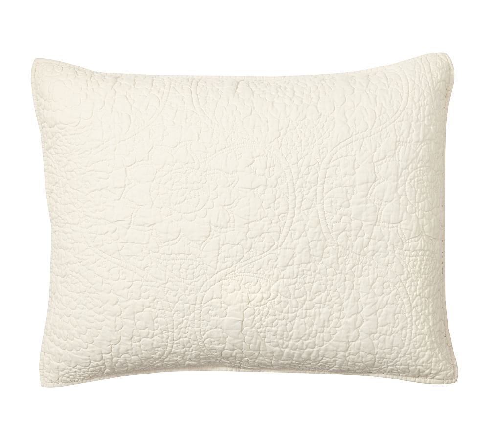 Belgian Flax Linen Floral Stitch Quilted Sham
