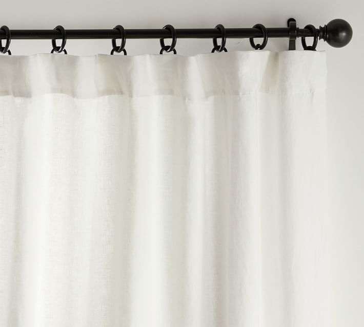 Pottery Barn classic belgian store flax linen 3 in 1 pole top blackout curtain