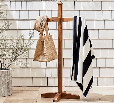 Outdoor teak towel rack sale