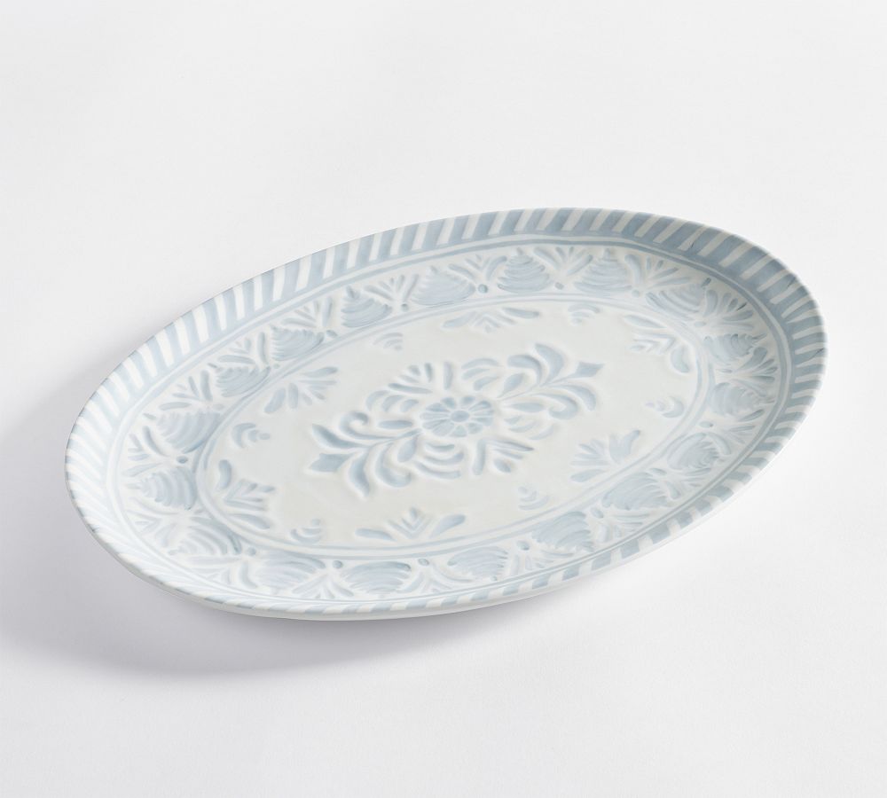 Chambray Tile Outdoor Melamine Serving Platter