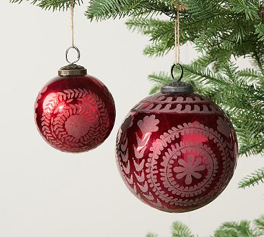 Etched Mercury Glass Ornaments | Pottery Barn