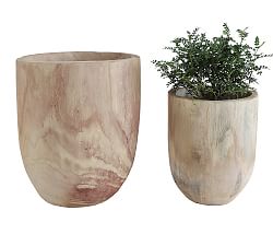 Bree Paulownia Wooden Planters, Set of 2