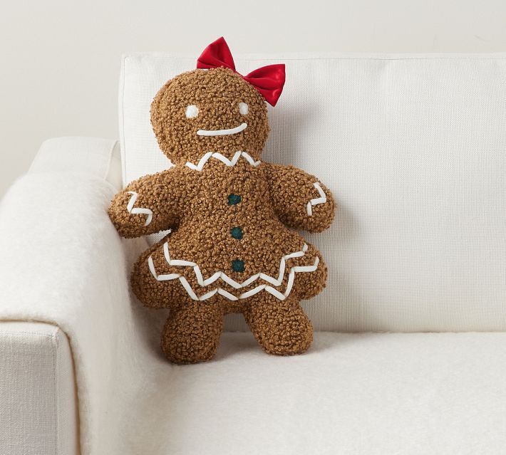 Pottery popular Barn Gingerbread Man Christmas Teddy Fur Pillow