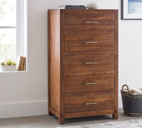 Menlo Reclaimed Teak 5-Drawer Tall Dresser (32