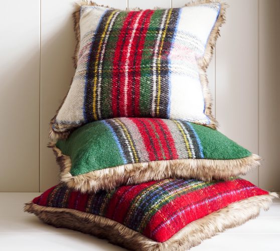 Stewart Plaid with Faux Fur Back Pillow