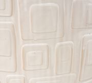 White Ceramic Drum Accent Stool with Textured Squares