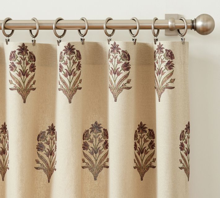 POTTERY BARN CAMILLA FLORAL 2024 LINEN COTTON WINDOW DRAPERY CURTAIN PANELS