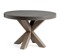 Abbott Concrete &amp; Acacia Round Outdoor Dining Table (48&quot;)