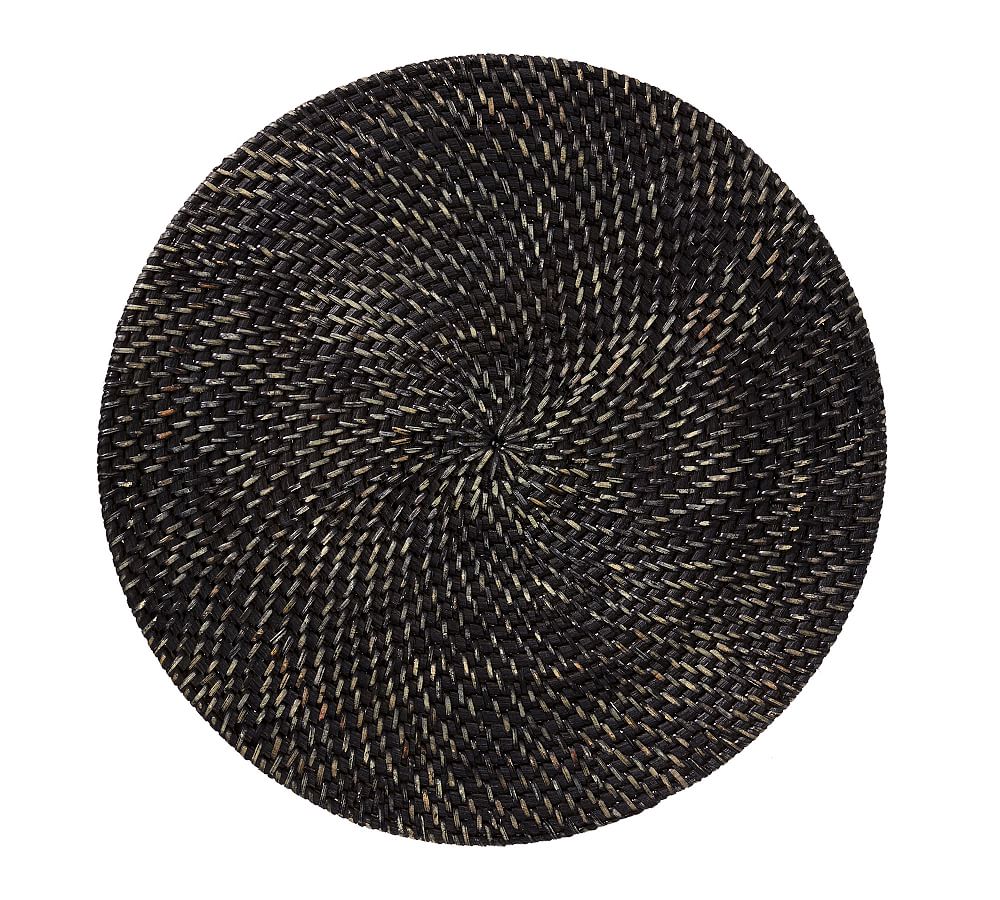 Tava Handwoven Rattan Round Placemat - BLACK