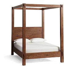 Menlo Reclaimed Teak Canopy Bed, Queen, Camden