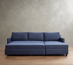 Pacifica Slim Arm Trundle Chaise Sleeper Sectional - Storage Available (99&quot;)