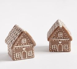 Gingerbread House Stoneware Salt & Pepper Shakers | Pottery Barn