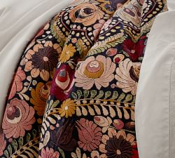 Helena Embroidered Floral Percale Duvet Cover