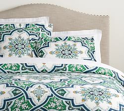 Ashton Medallion Organic Percale Duvet Cover