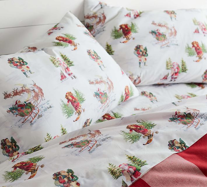 Nostalgic Santa Percale Sheet Set