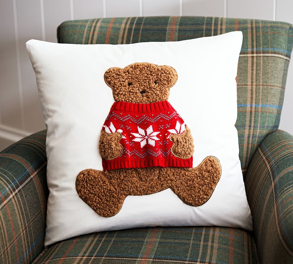 St. Jude Teddy Bear with Sweater Pillow Pottery Barn