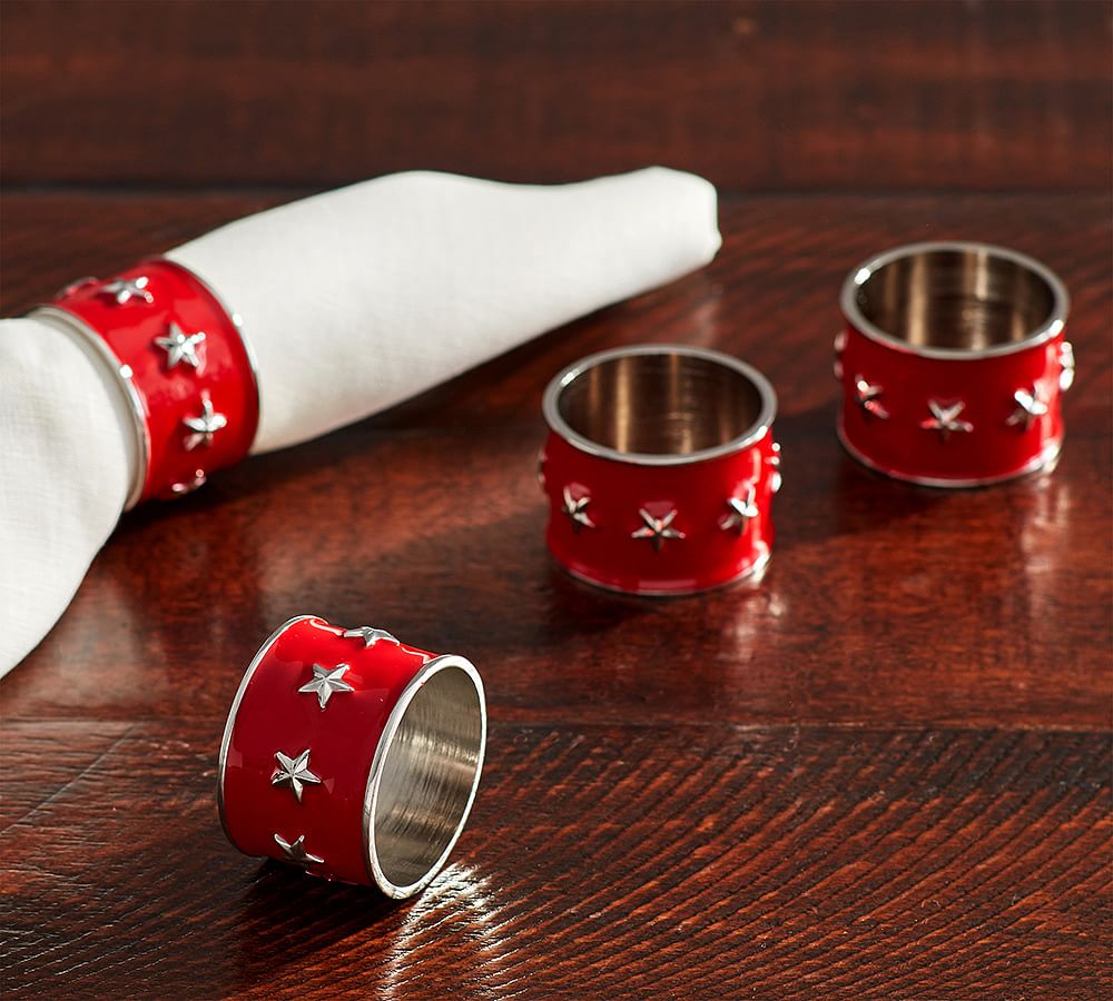 Enamel Star Napkin Ring, Set of 4