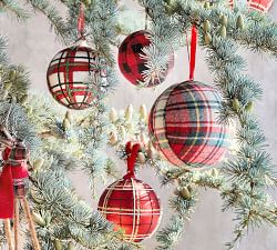 Plaid Fabric Ball Ornament