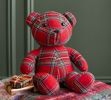 Stewart Plaid Bear Shaped Pillow Pottery Barn