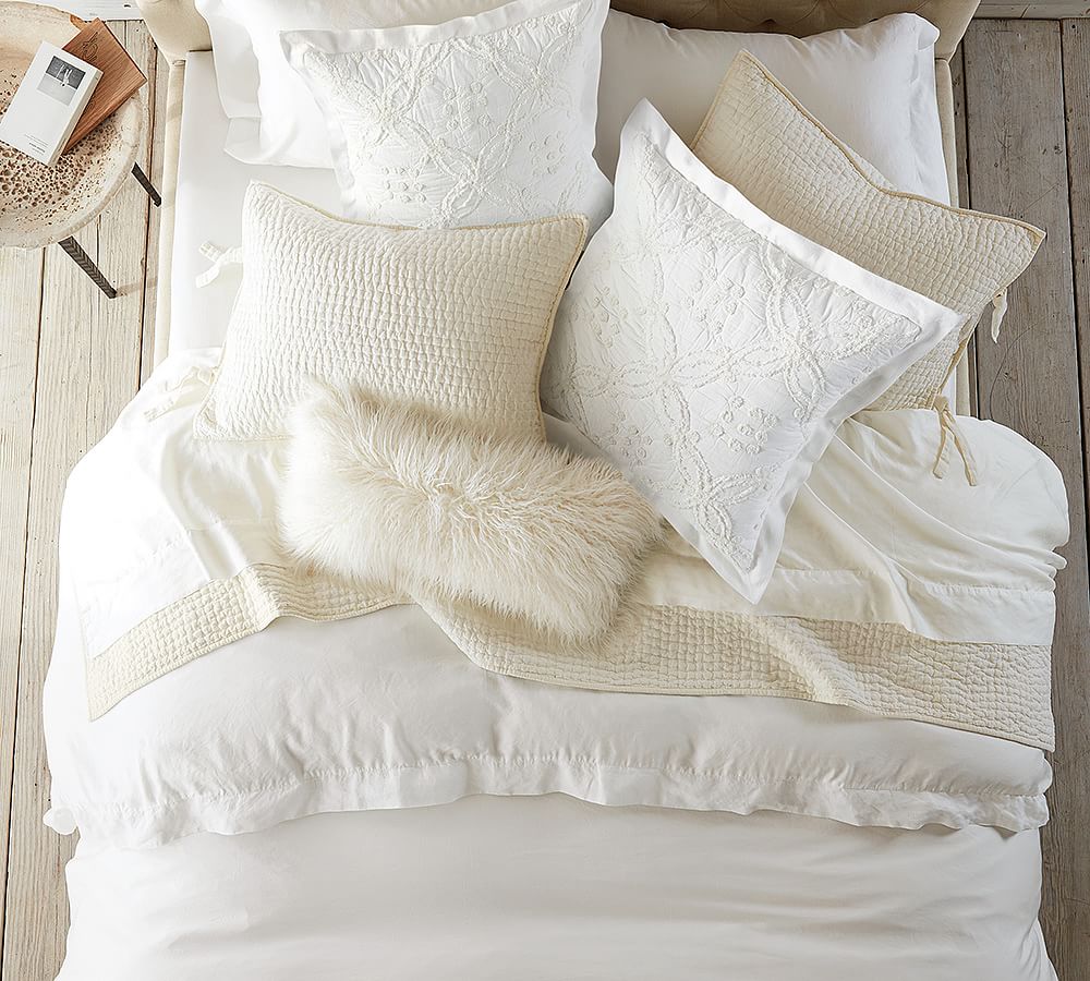Pick-Stitch Handcrafted Cotton Linen Quilt - Pottery Barn