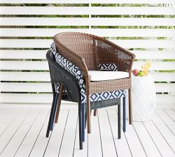 Palmetto Wicker Stackable Outdoor Dining Armchair, Geo Print