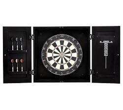 Dartboard Wood Cabinet Game Set - Black