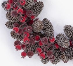 Faux Sugared Berry With Pinecones Wreath &amp; Garland