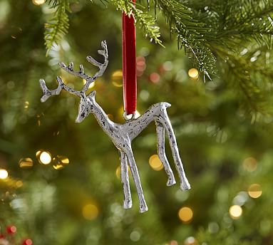 Sculpted Reindeer Christmas Ornament | Pottery Barn